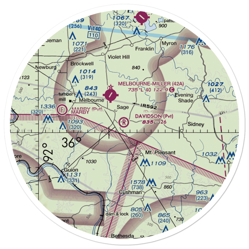 Davidson Field (2AR2) VFR Sectional Sticker (30 mile) 