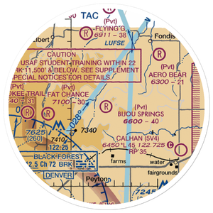 Bijou Springs Ranch Airport (2CD3) VFR Sectional Sticker (20 mile)