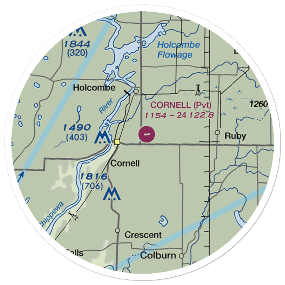 Cornell Municipal Airport (4WI9) VFR Sectional Sticker (20 mile) 