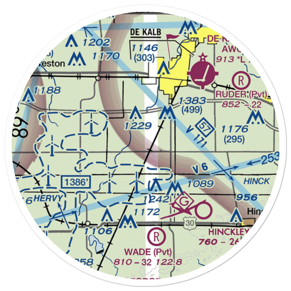 Jack W. Watson Airport (0IL9) VFR Sectional Sticker (20 mile) 
