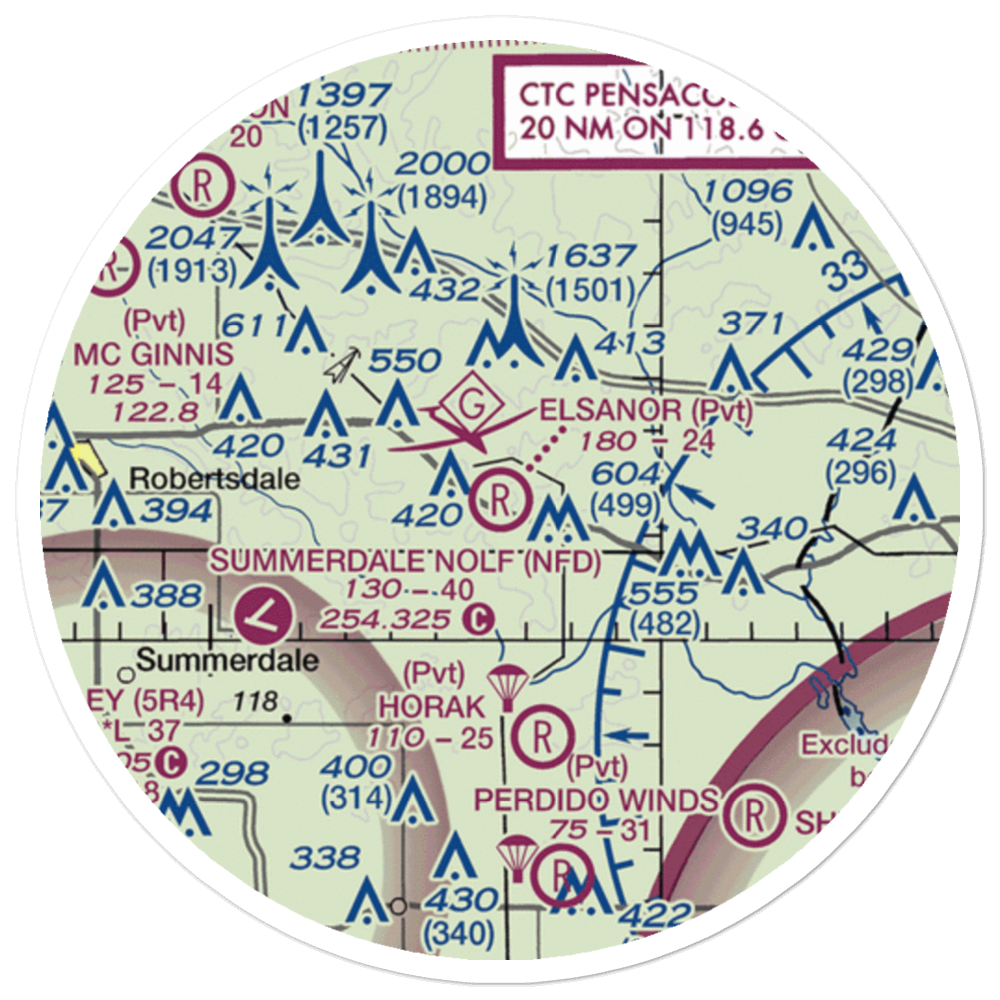 Elsanor Airport (1AL4) VFR Sectional Sticker (20 mile) 