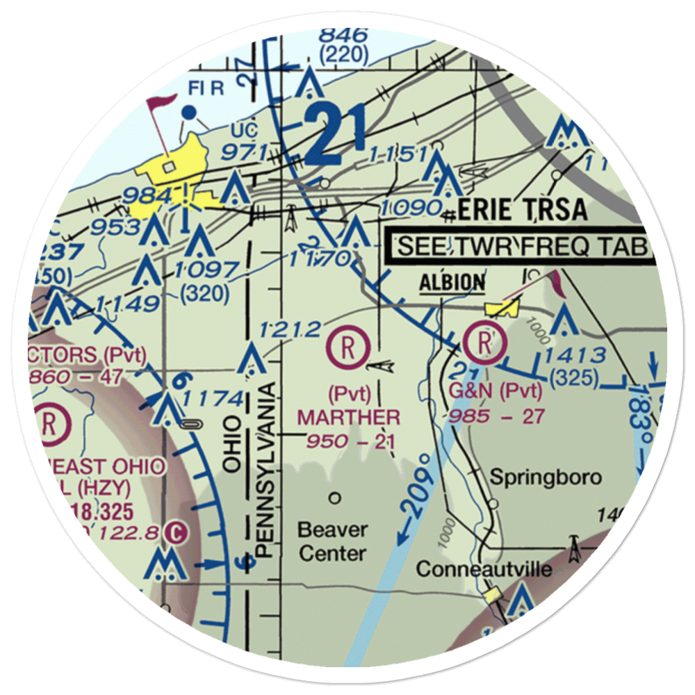 Marther Field (75PA) VFR Sectional Sticker (20 mile) 