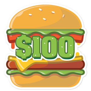 $100 Hamburger Sticker