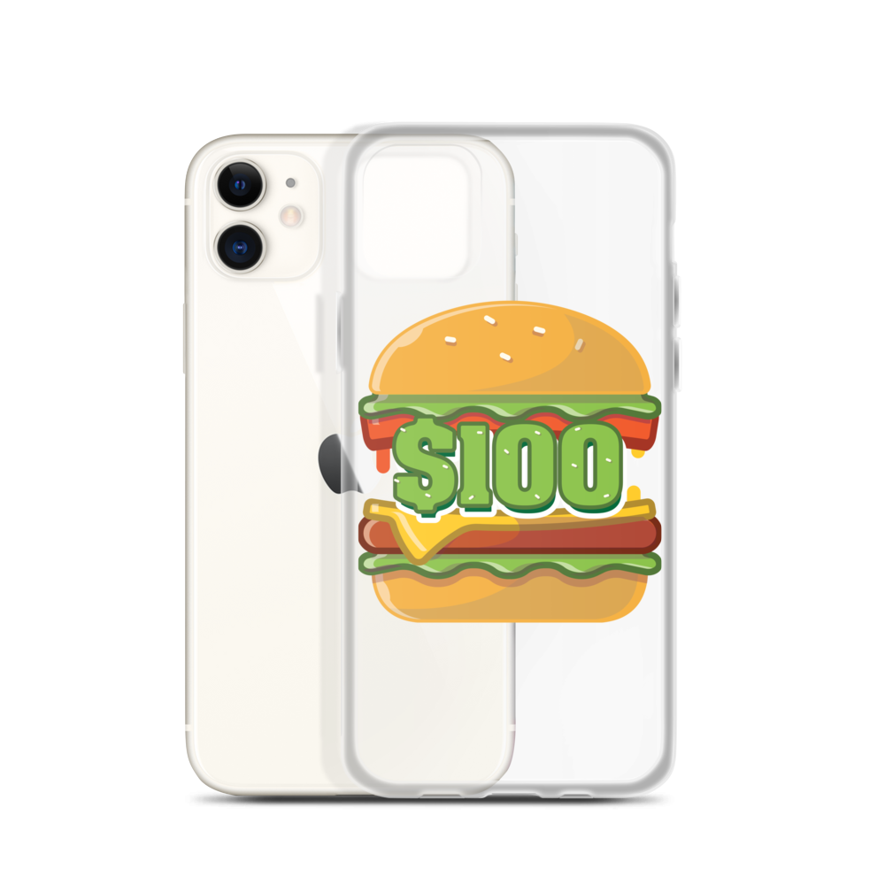 $100 Hamburger iPhone Case iPhone 11 model shown