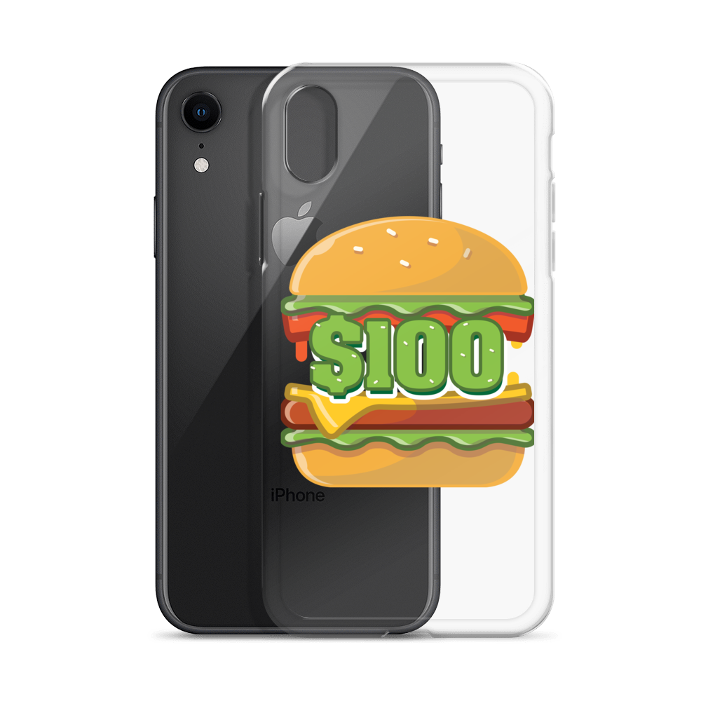 $100 Hamburger iPhone Case iPhone XR model shown