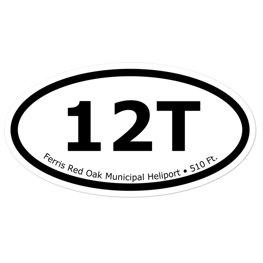 Ferris Red Oak Municipal Heliport (12T) Oval Sticker 