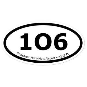 Dunsmuir Muni-Mott Airport (1O6) Oval Sticker
