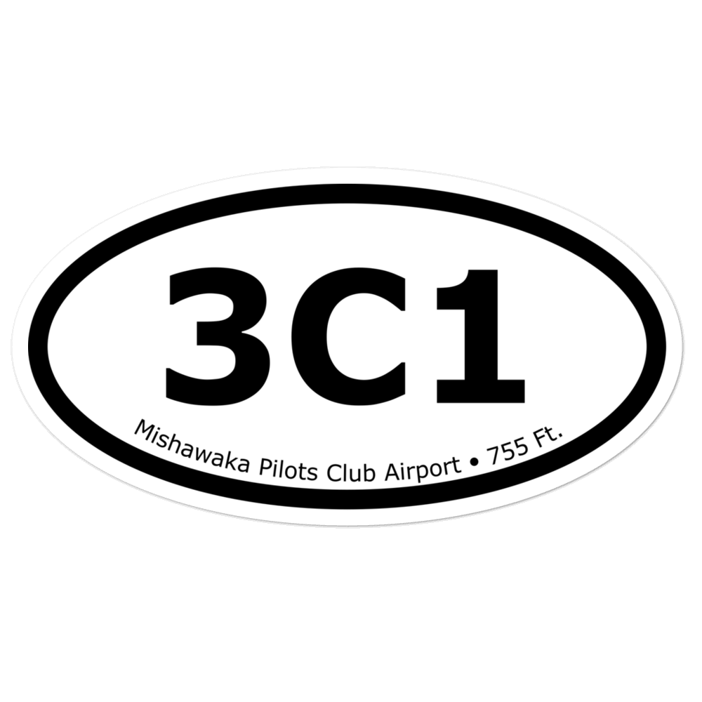 Mishawaka Pilots Club Airport (3C1) Oval Sticker 