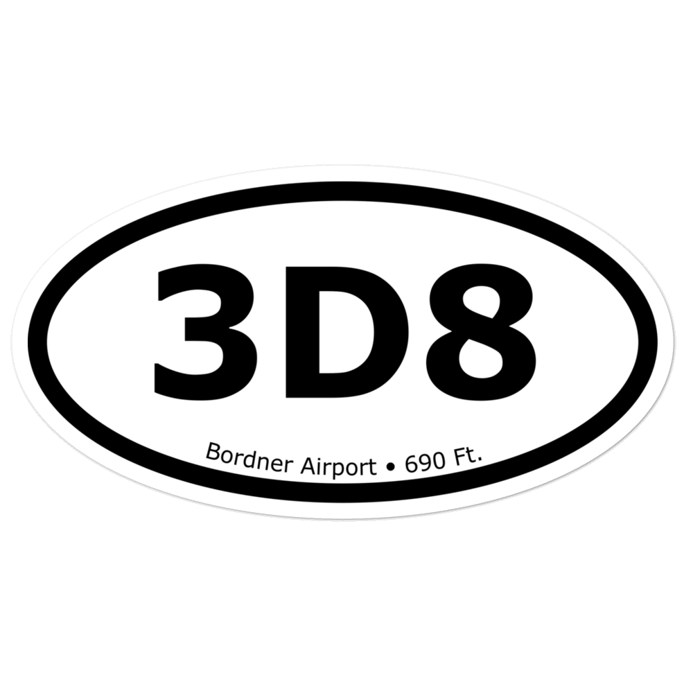 Bordner Airport (3D8) Oval Sticker 