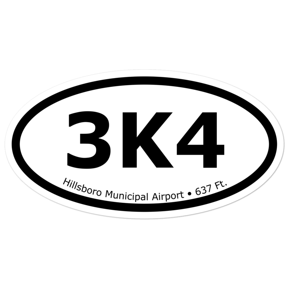 Hillsboro Municipal Airport (3K4) Oval Sticker 