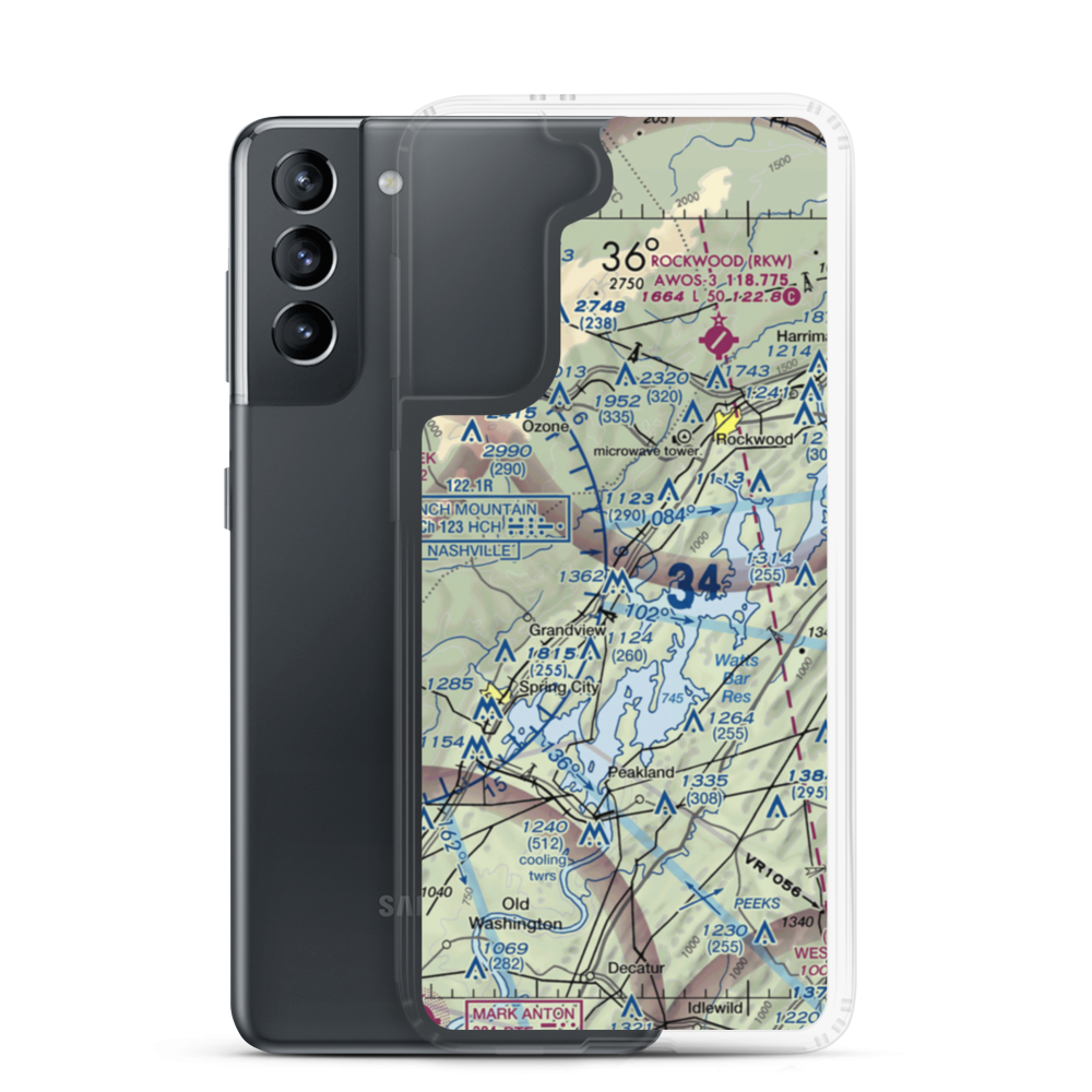 100 Aker Wood Airport (TN41) VFR Sectional Samsung Case Samsung Galaxy S21 model shown
