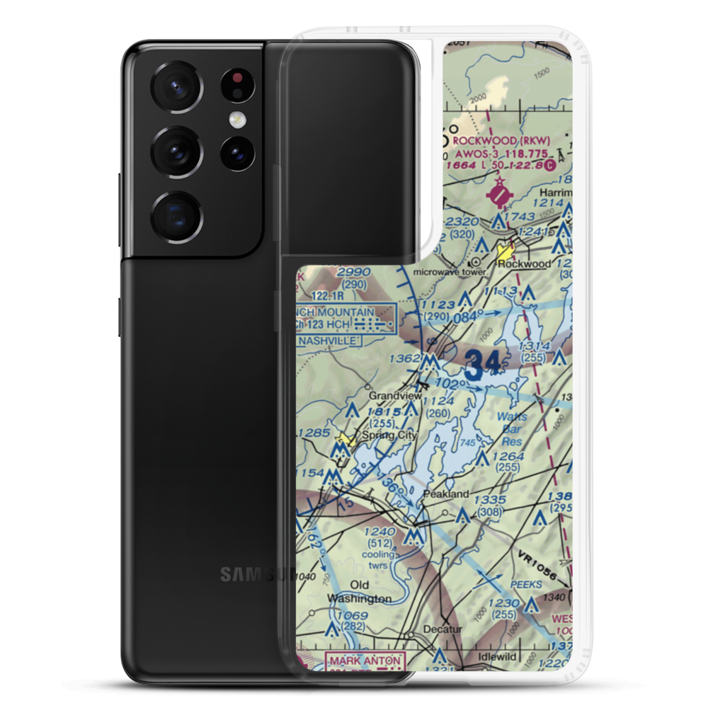 100 Aker Wood Airport (TN41) VFR Sectional Samsung Case Samsung Galaxy S21 Ultra model shown