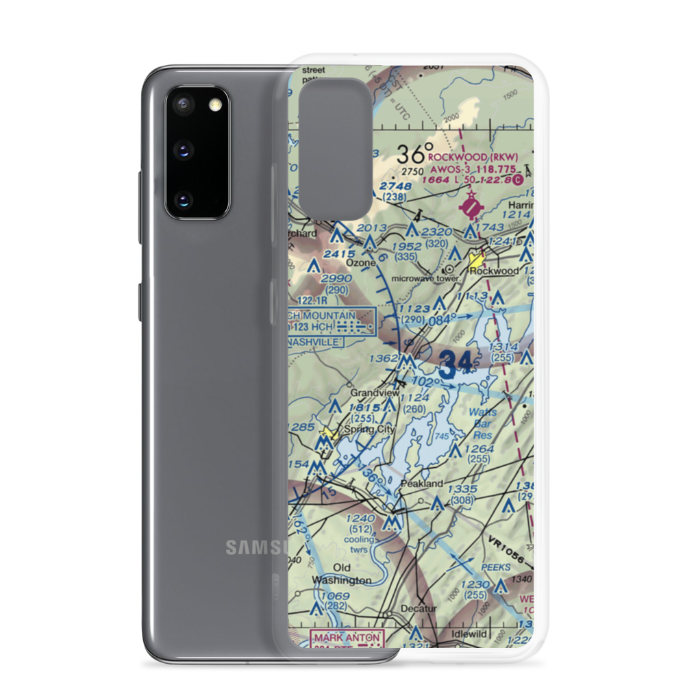 100 Aker Wood Airport (TN41) VFR Sectional Samsung Case Samsung Galaxy S20 model shown