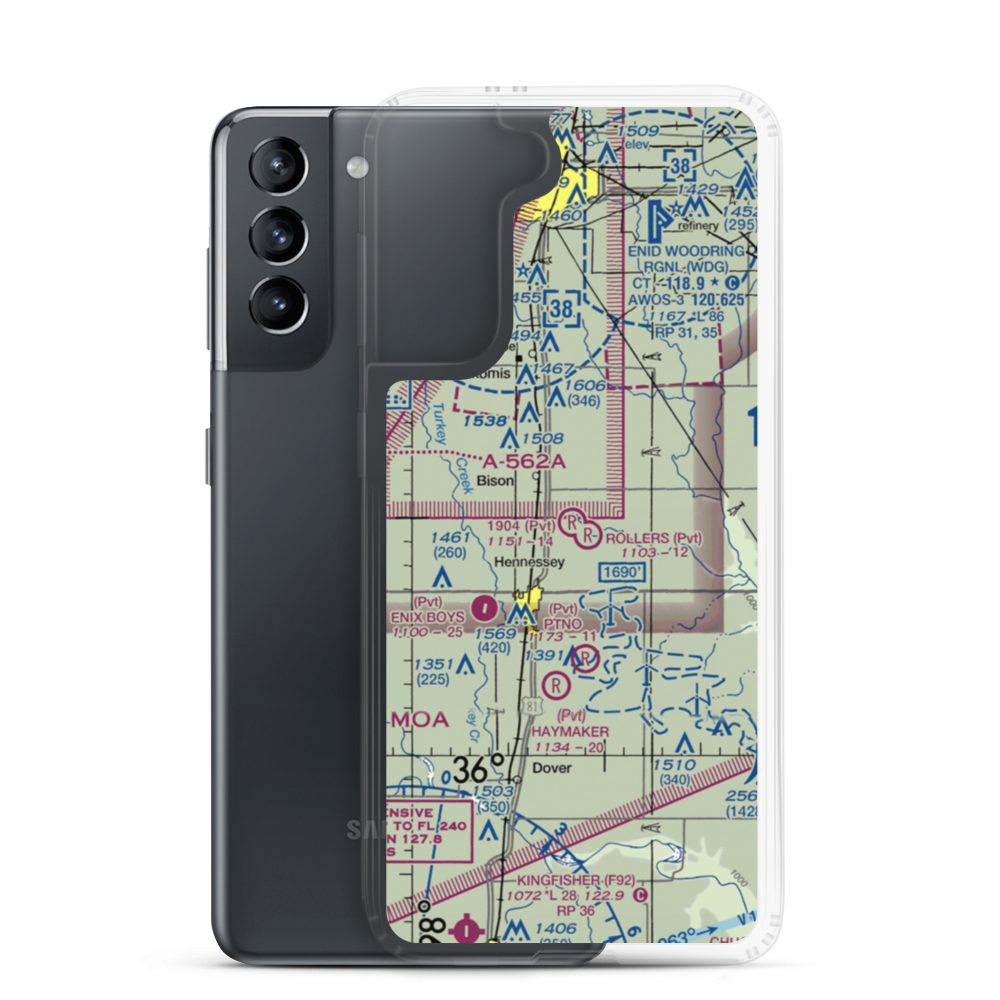 1904 Private Runway Airport (4OK0) VFR Sectional Samsung Case Samsung Galaxy S21 model shown