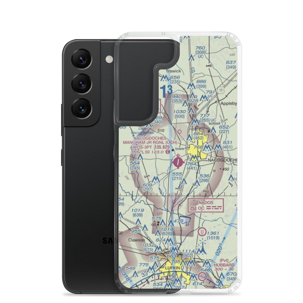 A L Mangham Jr. Regional Airport (OCH) VFR Sectional Samsung Case Samsung Galaxy S22 model shown