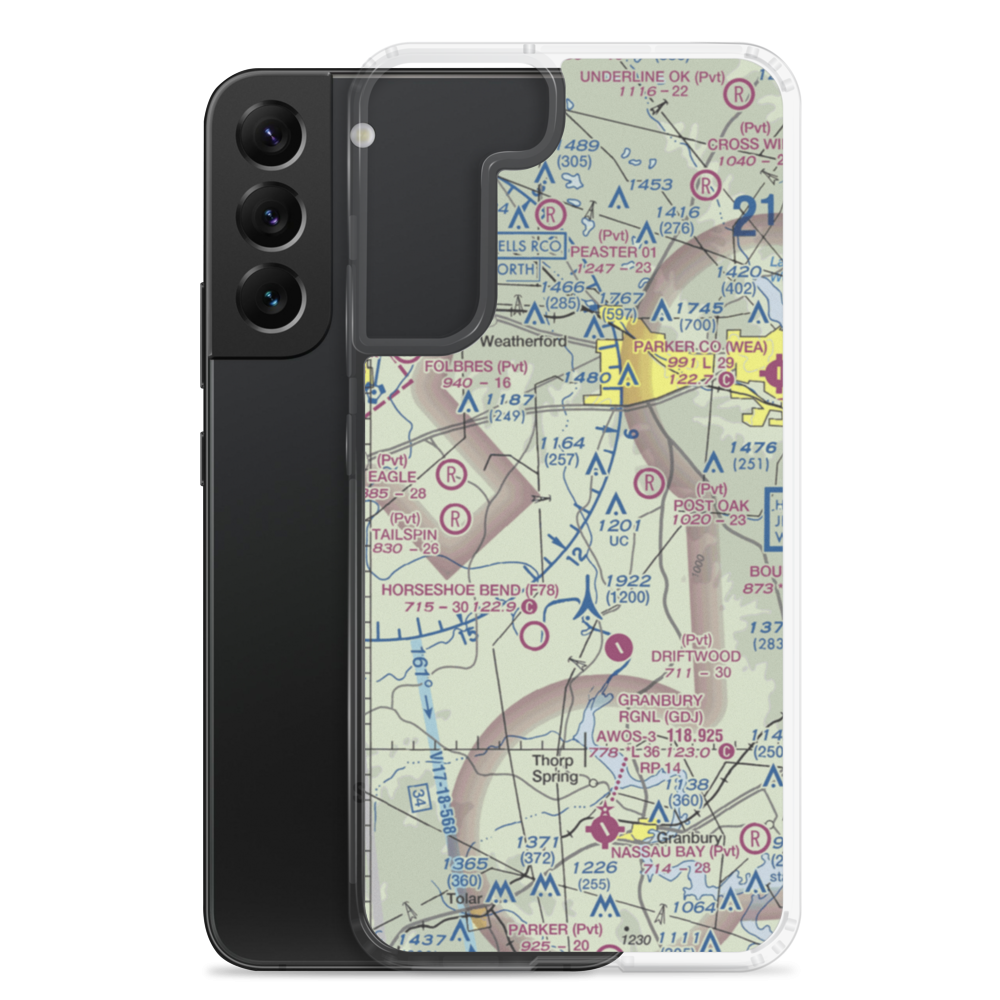A M I G O For Christ Airport (2TA9) VFR Sectional Samsung Case Samsung Galaxy S22 Plus model shown