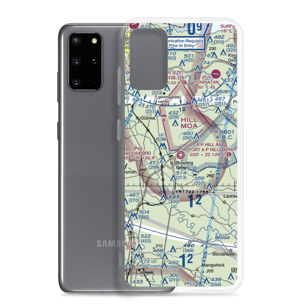 A P Hill AAF (Fort A P Hill) Airport (APH) VFR Sectional Samsung Case Samsung Galaxy S20 Plus model shown