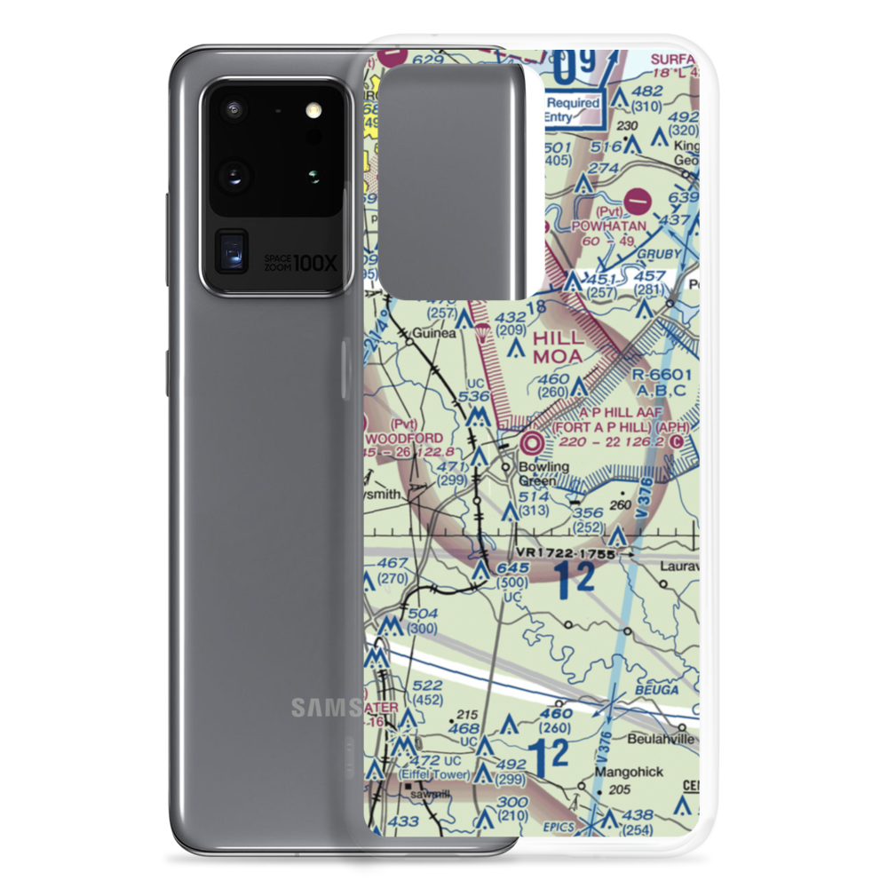 A P Hill AAF (Fort A P Hill) Airport (APH) VFR Sectional Samsung Case Samsung Galaxy S20 Ultra model shown