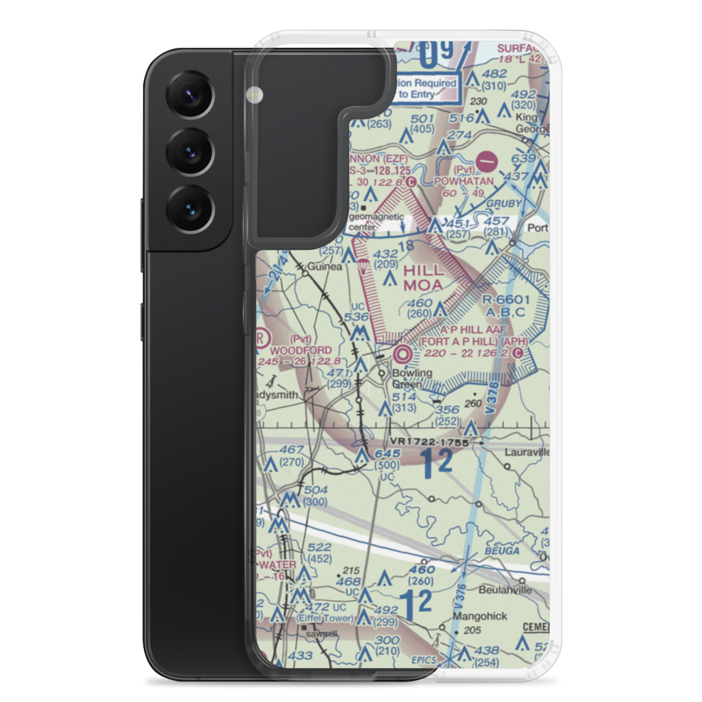 A P Hill AAF (Fort A P Hill) Airport (APH) VFR Sectional Samsung Case Samsung Galaxy S22 Plus model shown