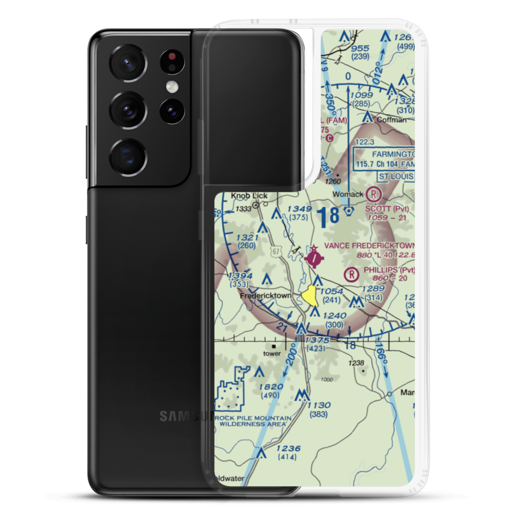 A Paul Vance Fredericktown Regional Airport (H88) VFR Sectional Samsung Case Samsung Galaxy S21 Ultra model shown