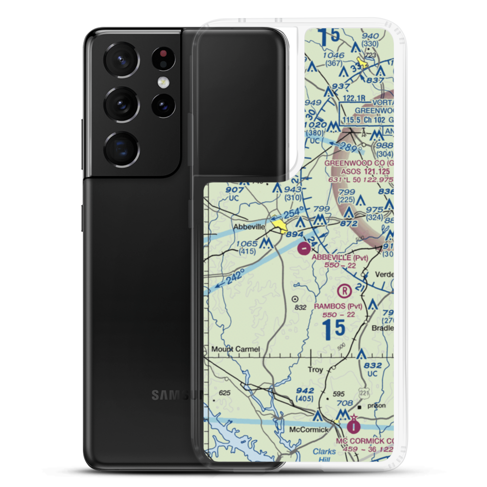 Abbeville Airport (SC81) VFR Sectional Samsung Case Samsung Galaxy S21 Ultra model shown