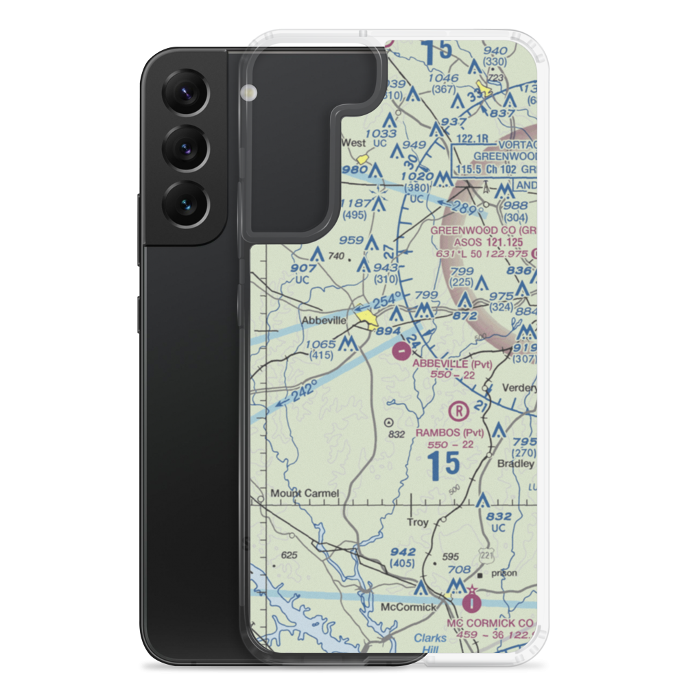 Abbeville Airport (SC81) VFR Sectional Samsung Case Samsung Galaxy S22 Plus model shown