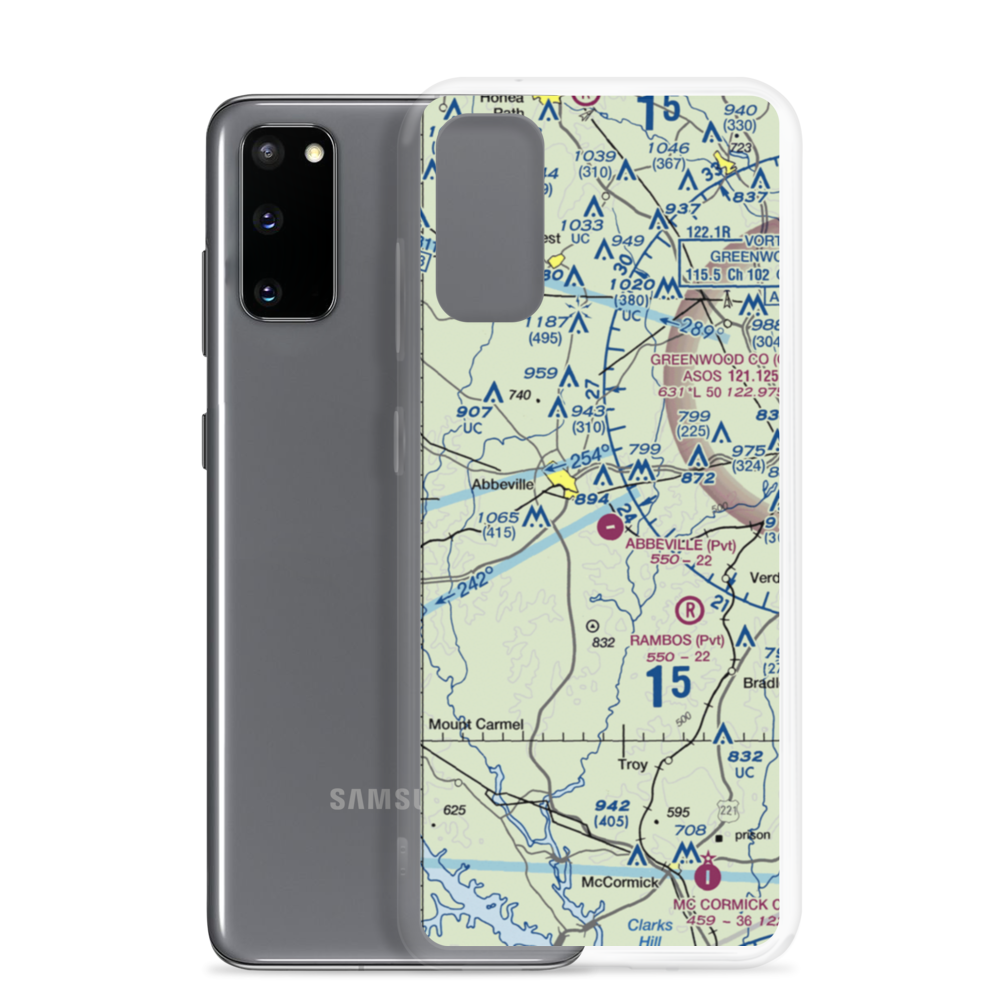 Abbeville Airport (SC81) VFR Sectional Samsung Case Samsung Galaxy S20 model shown