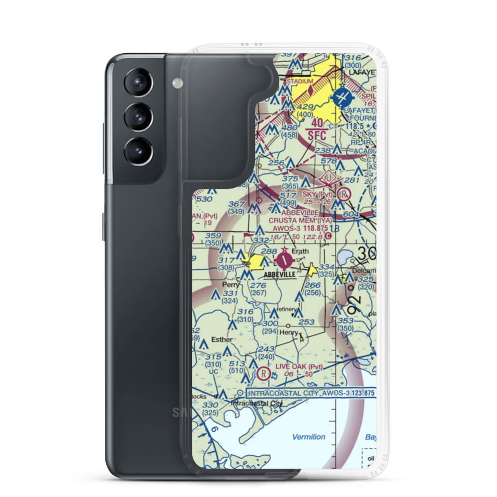 Abbeville Chris Crusta Memorial Airport (IYA) VFR Sectional Samsung Case Samsung Galaxy S21 model shown