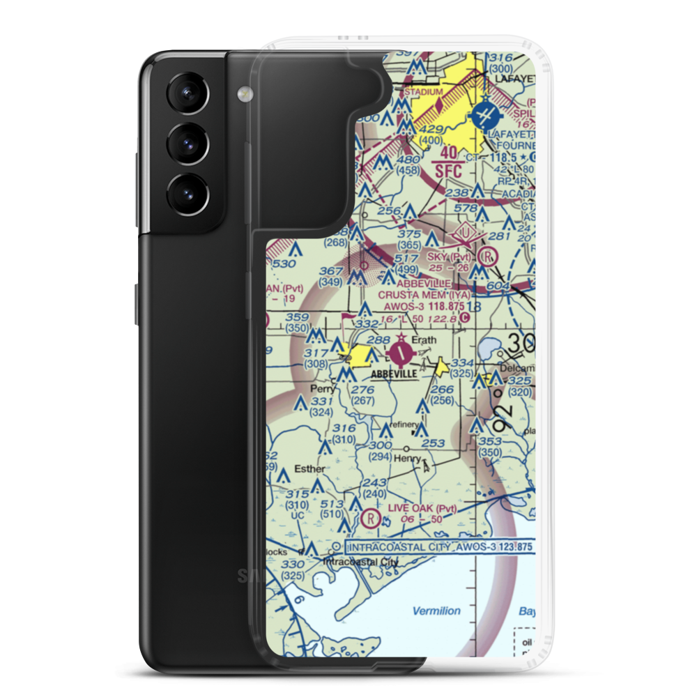 Abbeville Chris Crusta Memorial Airport (IYA) VFR Sectional Samsung Case Samsung Galaxy S21 Plus model shown