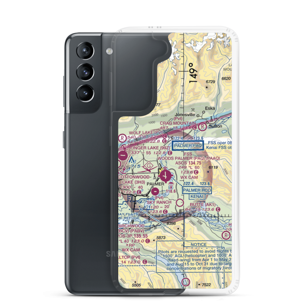 Abi Airport (AK46) VFR Sectional Samsung Case Samsung Galaxy S21 model shown