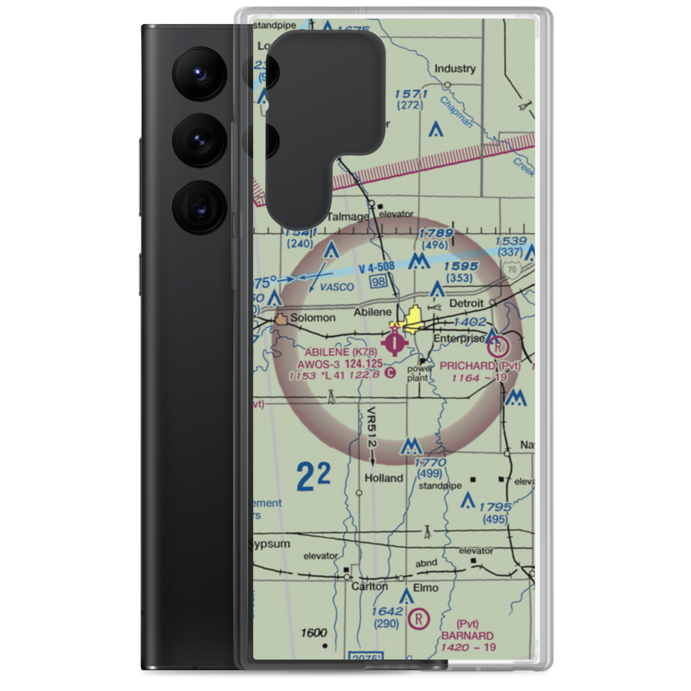 Abilene Municipal Airport (K78) VFR Sectional Samsung Case Samsung Galaxy S22 Ultra model shown