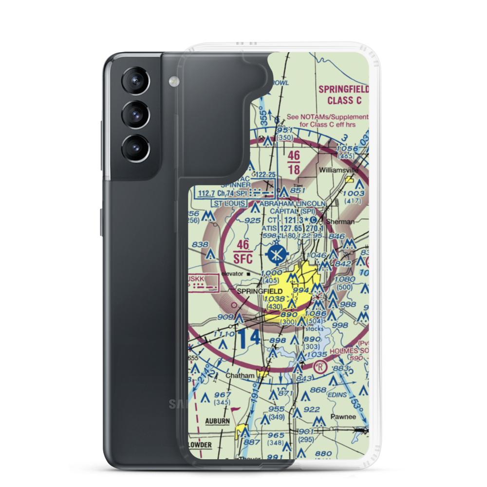 Abraham Lincoln Capital Airport (SPI) VFR Sectional Samsung Case Samsung Galaxy S21 model shown