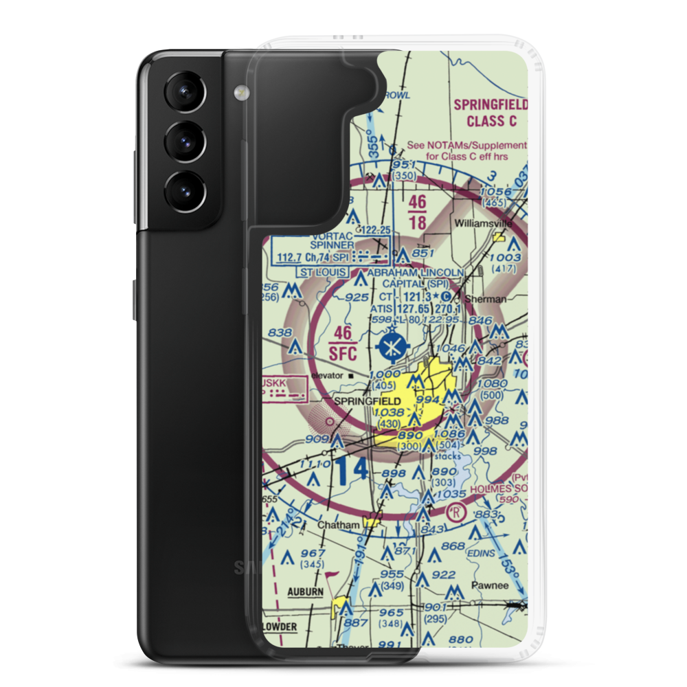 Abraham Lincoln Capital Airport (SPI) VFR Sectional Samsung Case Samsung Galaxy S21 Plus model shown