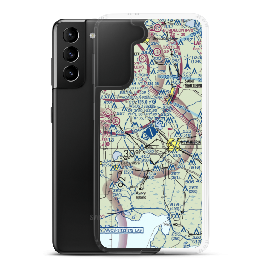 Acadiana Regional Airport (ARA) VFR Sectional Samsung Case Samsung Galaxy S21 Plus model shown