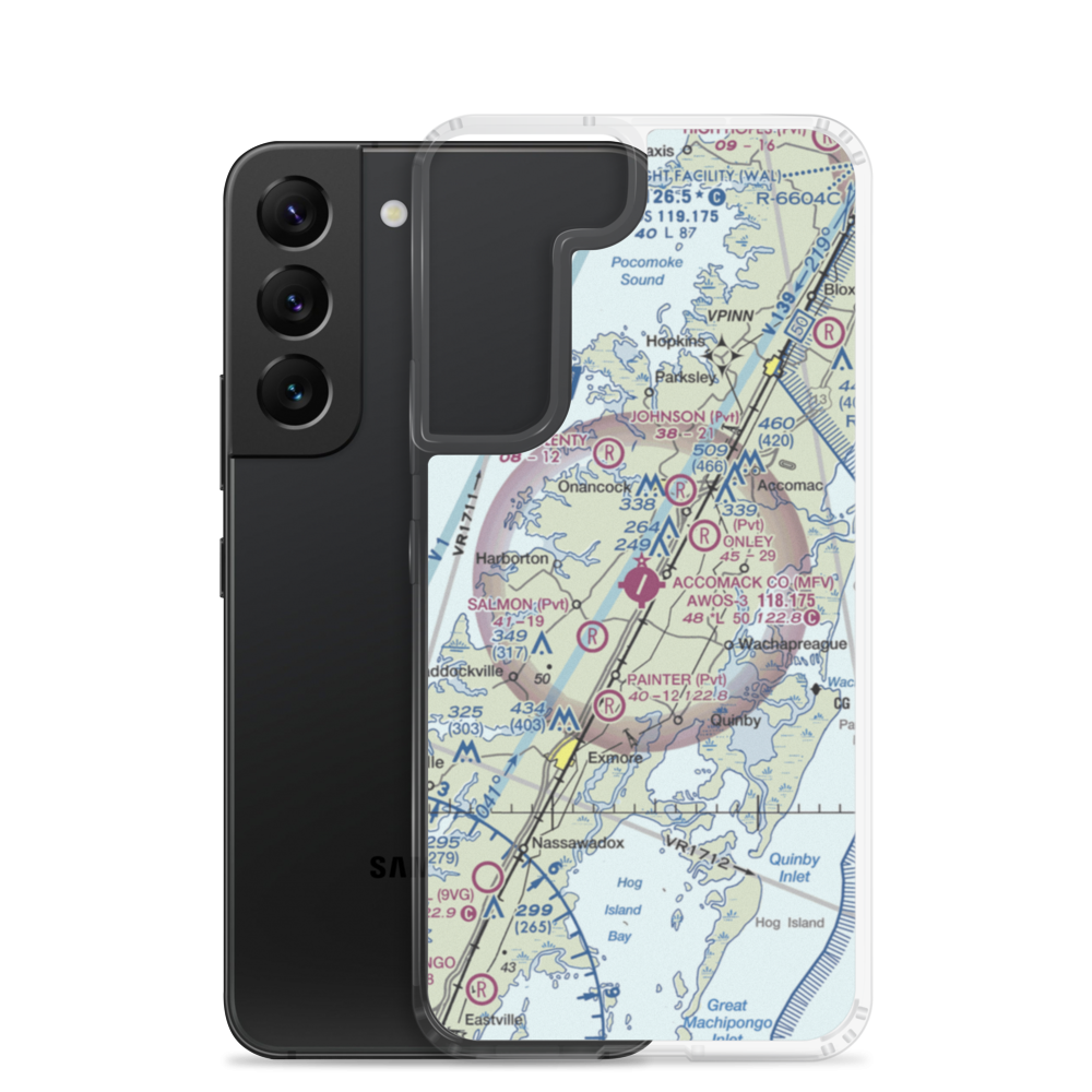 Accomack County Airport (MFV) VFR Sectional Samsung Case Samsung Galaxy S22 model shown
