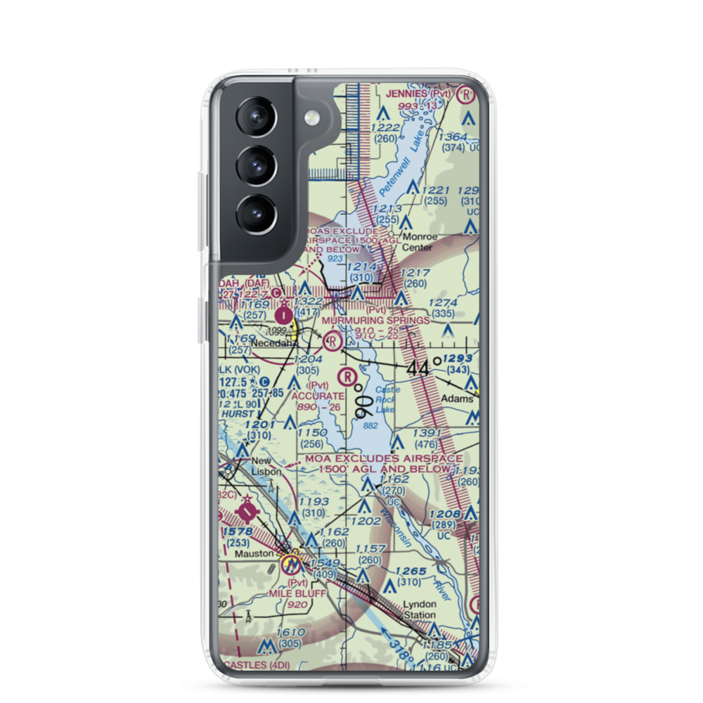 Accurate Airport (67WI) VFR Sectional Samsung Case Samsung Galaxy S21 model shown