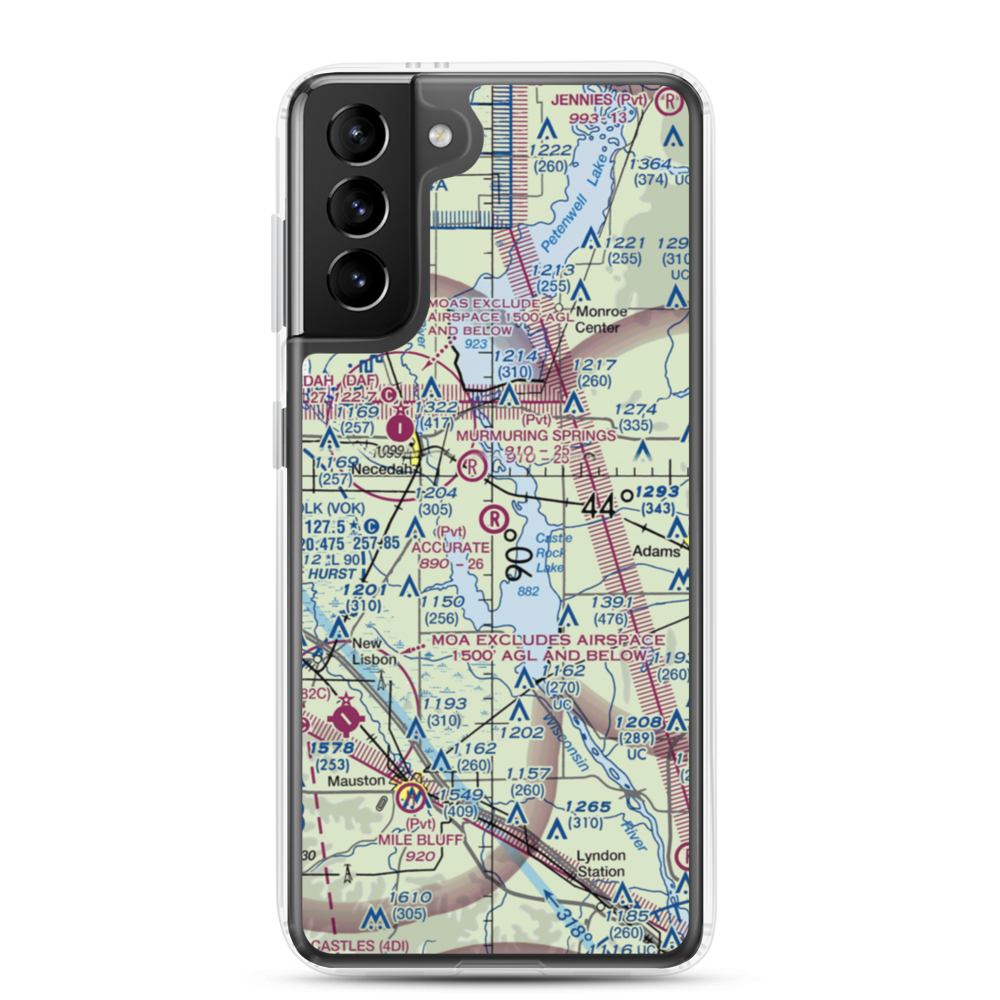 Accurate Airport (67WI) VFR Sectional Samsung Case Samsung Galaxy S21 Plus model shown