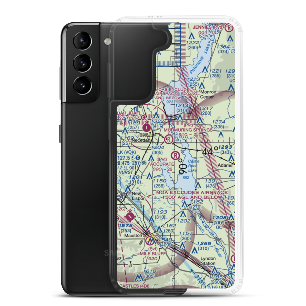 Accurate Airport (67WI) VFR Sectional Samsung Case Samsung Galaxy S21 Plus model shown