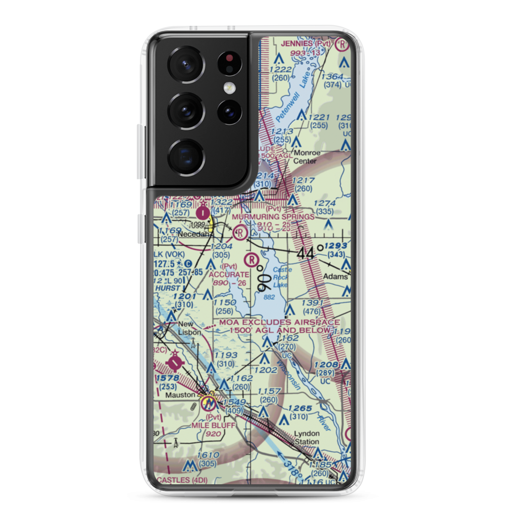 Accurate Airport (67WI) VFR Sectional Samsung Case Samsung Galaxy S21 Ultra model shown