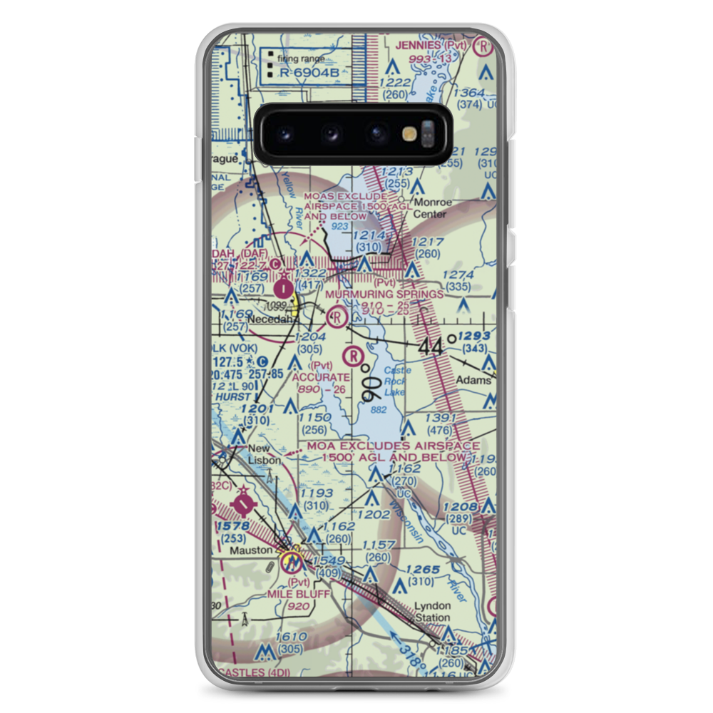 Accurate Airport (67WI) VFR Sectional Samsung Case Samsung Galaxy S10+ model shown