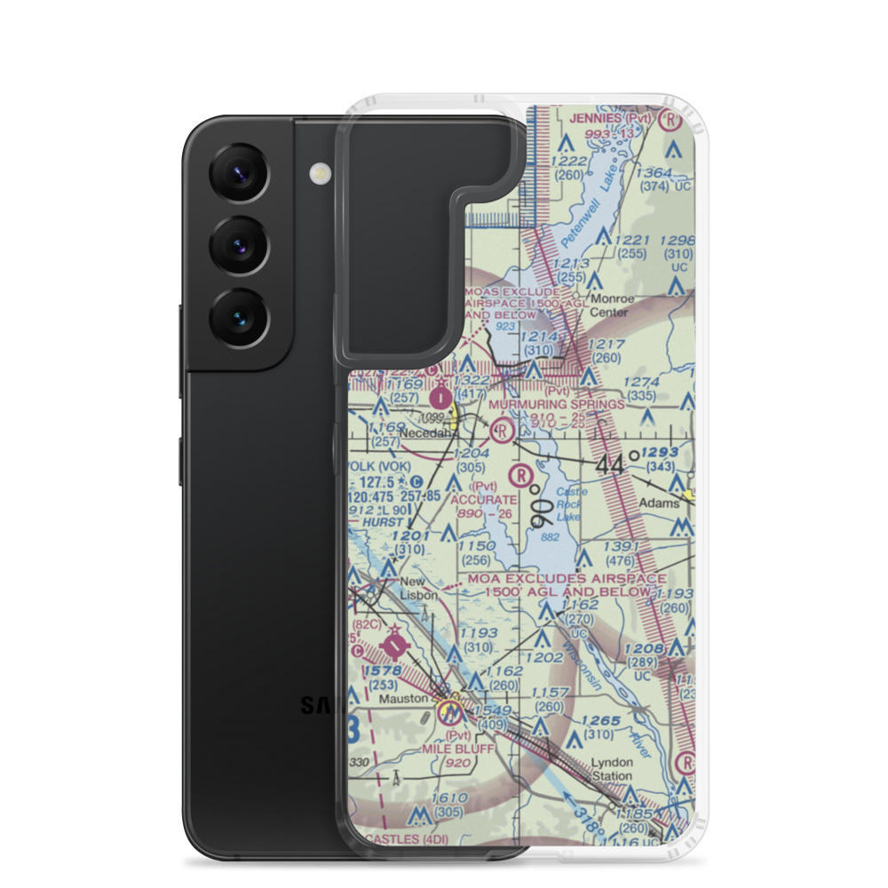 Accurate Airport (67WI) VFR Sectional Samsung Case Samsung Galaxy S22 model shown