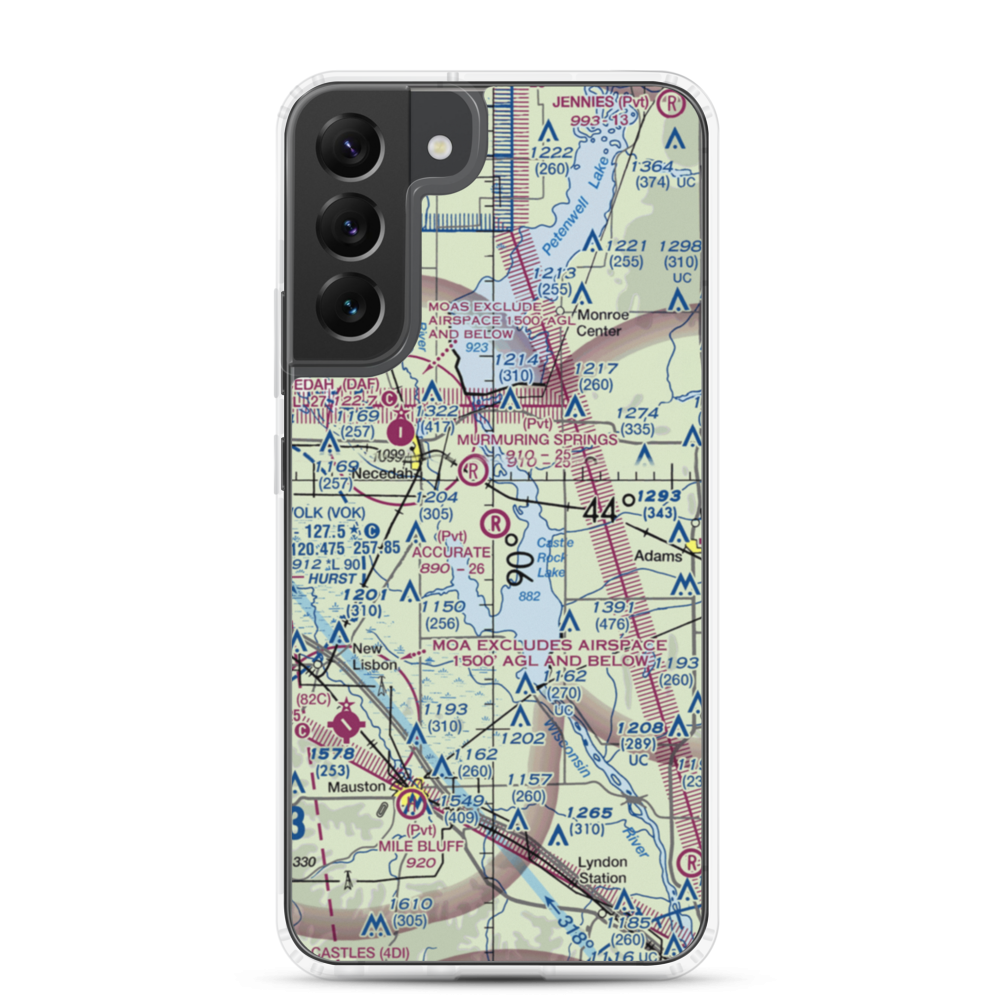 Accurate Airport (67WI) VFR Sectional Samsung Case Samsung Galaxy S22 Plus model shown