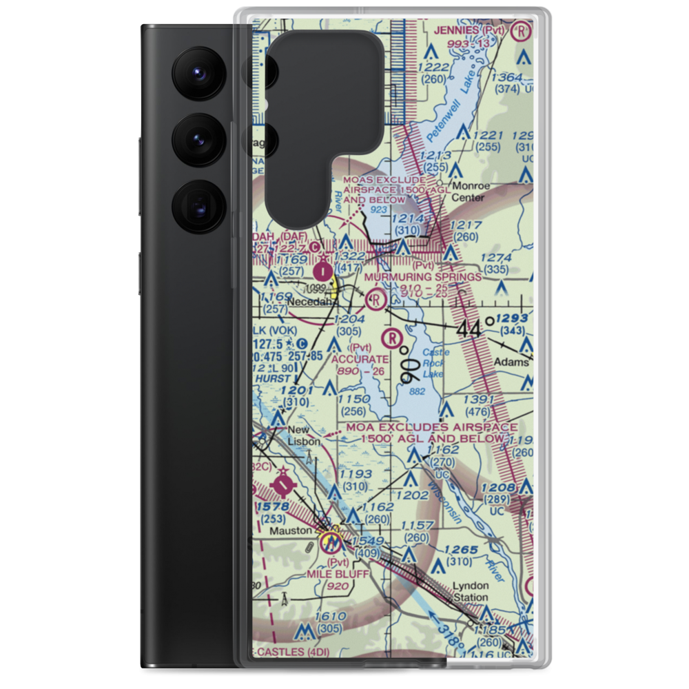 Accurate Airport (67WI) VFR Sectional Samsung Case Samsung Galaxy S22 Ultra model shown