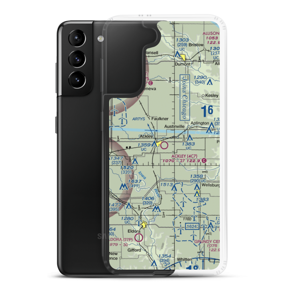 Ackley Municipal Airport (4C7) VFR Sectional Samsung Case Samsung Galaxy S21 Plus model shown