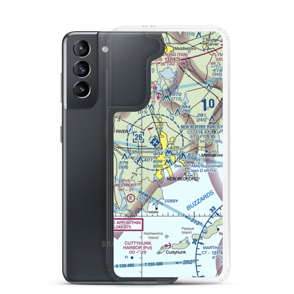 Acushnet River Seaplane Base (6MA8) VFR Sectional Samsung Case Samsung Galaxy S21 model shown