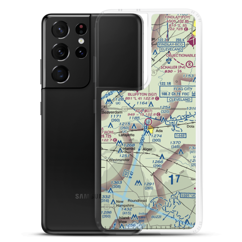Ada Airport (0D7) VFR Sectional Samsung Case Samsung Galaxy S21 Ultra model shown