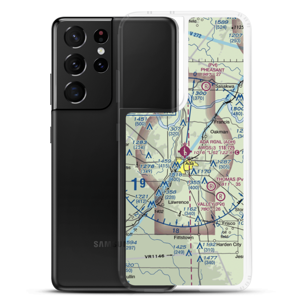 Ada Regional Airport (ADH) VFR Sectional Samsung Case Samsung Galaxy S21 Ultra model shown