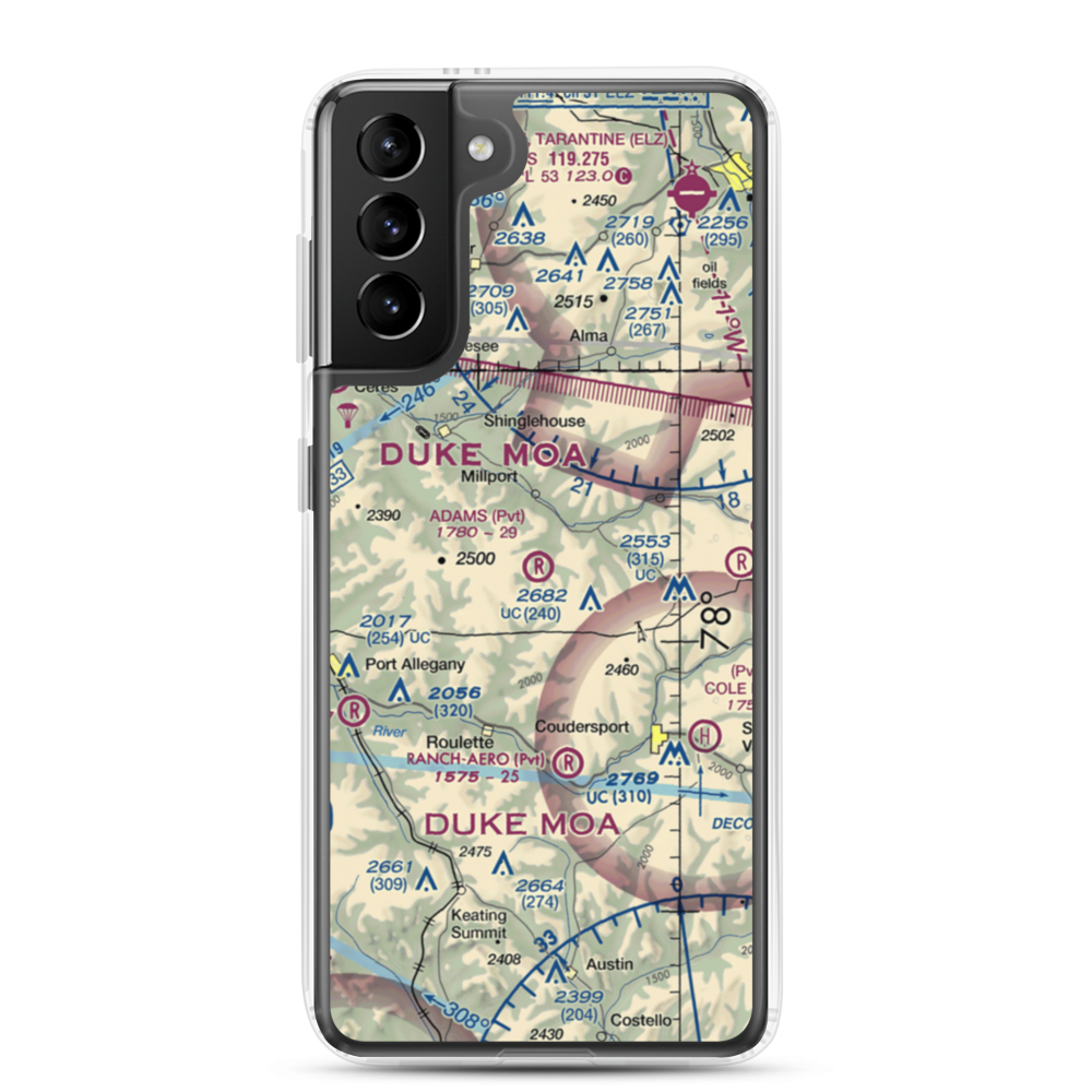 Adams Airport (90PA) VFR Sectional Samsung Case Samsung Galaxy S21 Plus model shown