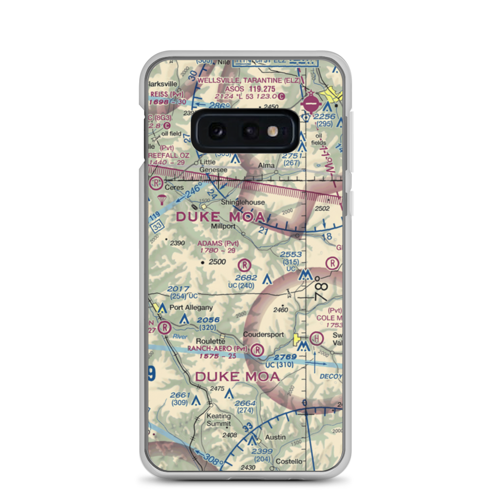 Adams Airport (90PA) VFR Sectional Samsung Case Samsung Galaxy S10e model shown