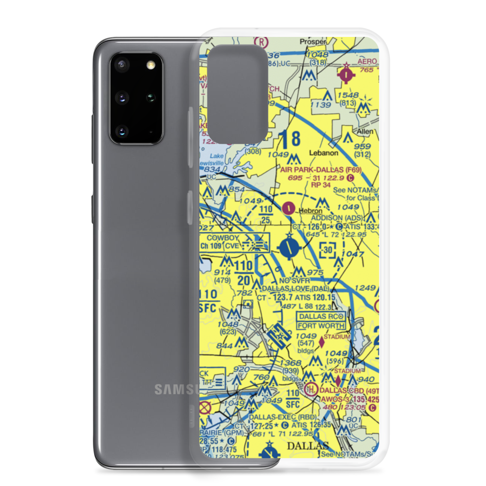 Addison Airport (ADS) VFR Sectional Samsung Case Samsung Galaxy S20 Plus model shown